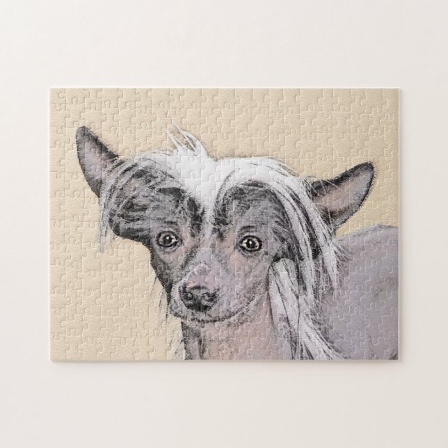 Chinese Crested Hairless Painting Original Dog Art Jigsaw Puzzle (Horizontal)