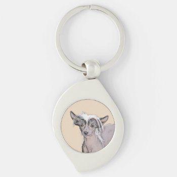 Chinese Crested Hairless Painting Original Dog Art Keychain by alpendesigns at Zazzle
