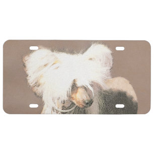 Chinese Crested Hairless Painting Original Dog Art License Plate