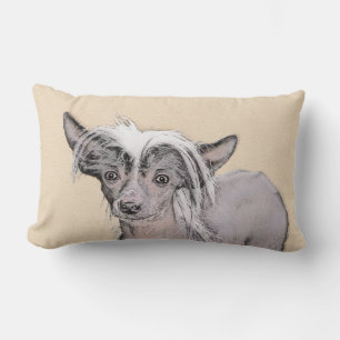 Chinese Crested Hairless Painting Original Dog Art Lumbar Pillow