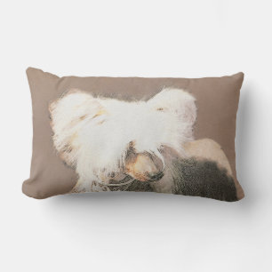 Chinese Crested Hairless Painting Original Dog Art Lumbar Pillow