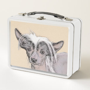 Chinese Crested Hairless Painting Original Dog Art Metal Lunch Box