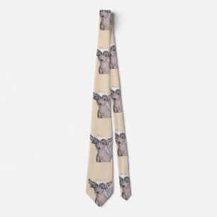 Chinese Crested Hairless Painting Original Dog Art Neck Tie