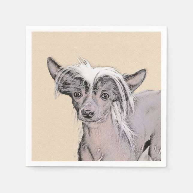 Chinese Crested Hairless Painting Original Dog Art Paper Napkins (Front)