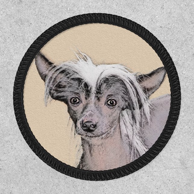 Chinese Crested Hairless Painting Original Dog Art Patch (Front)