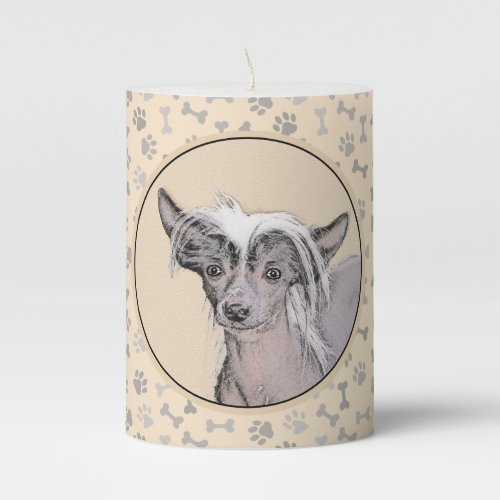 Chinese Crested Hairless Painting Original Dog Art Pillar Candle