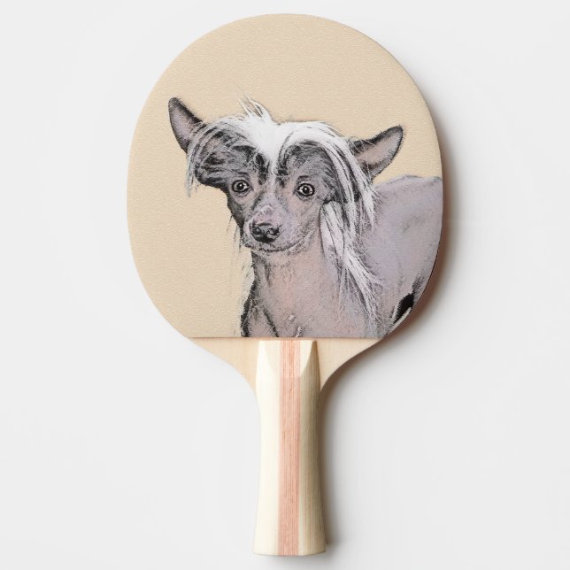 Chinese Crested Hairless Painting Original Dog Art Ping-Pong Paddle (Front)
