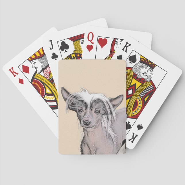 Chinese Crested Hairless Painting Original Dog Art Poker Cards (Back)