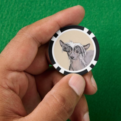 Chinese Crested Hairless Painting Original Dog Art Poker Chips
