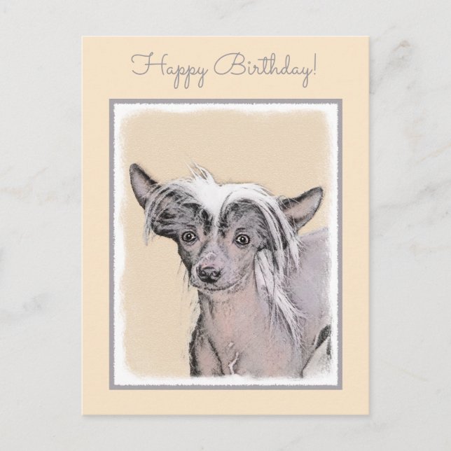 Chinese Crested Hairless Painting Original Dog Art Postcard (Front)