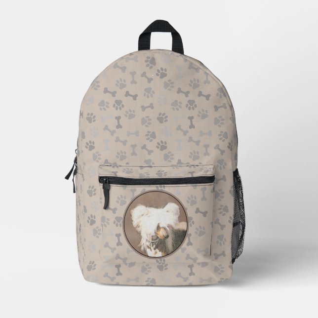 Chinese Crested Hairless Painting Original Dog Art Printed Backpack (Front)