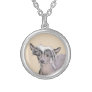 Chinese Crested Hairless Painting Original Dog Art Silver Plated Necklace