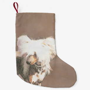 Chinese Crested Hairless Painting Original Dog Art Small Christmas Stocking