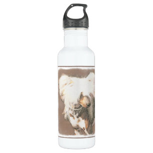 Chinese Crested Hairless Painting Original Dog Art Stainless Steel Water Bottle