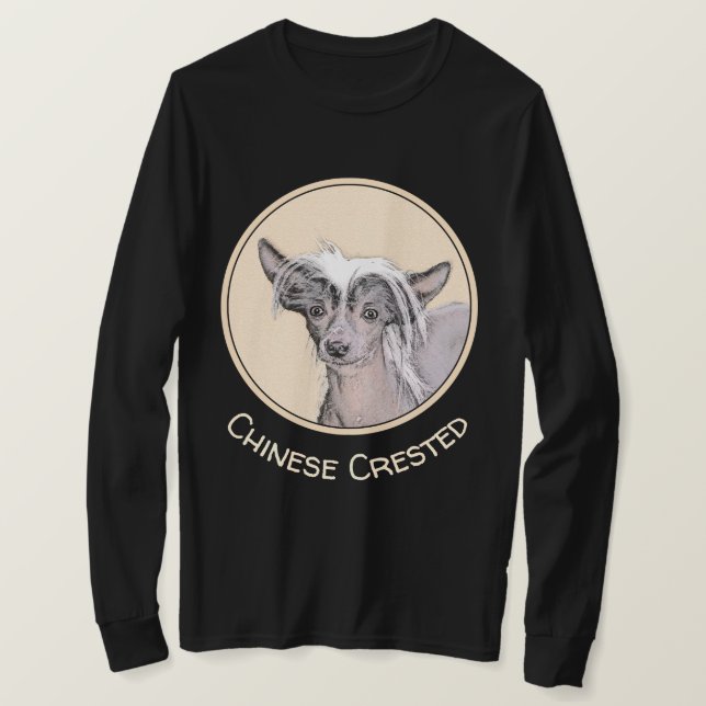 Chinese Crested Hairless Painting Original Dog Art T-Shirt (Design Front)
