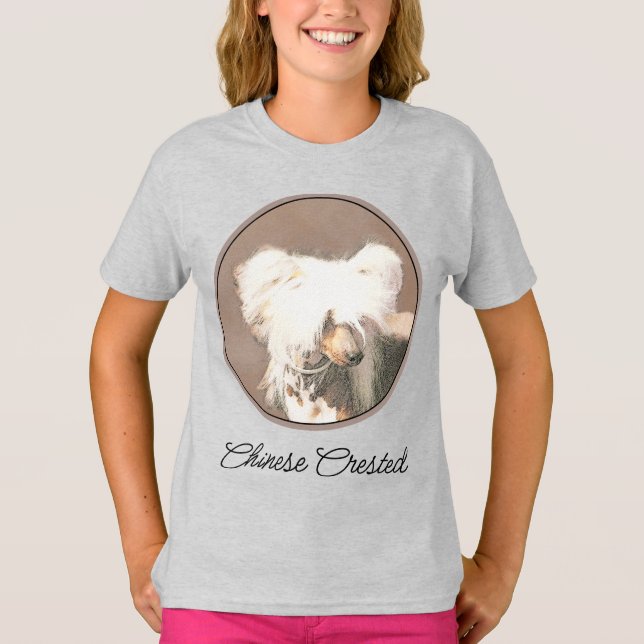 Chinese Crested Hairless Painting Original Dog Art T-Shirt (Front)