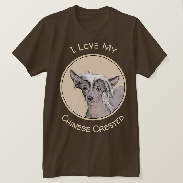 Chinese Crested Hairless Painting Original Dog Art T-Shirt (Design Front)