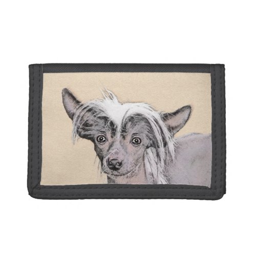 Chinese Crested Hairless Painting Original Dog Art Trifold Wallet