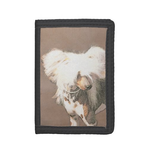 Chinese Crested Hairless Painting Original Dog Art Trifold Wallet