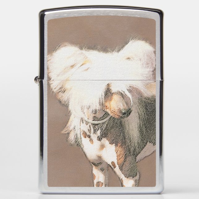 Chinese Crested Hairless Painting Original Dog Art Zippo Lighter (Front)