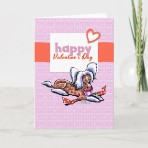 Chinese Crested Happy Valentine's Day Holiday Card
