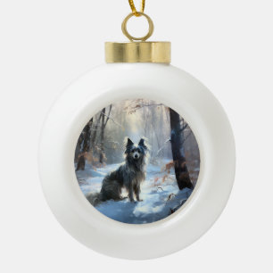 Chinese Crested Let It Snow Christmas Ceramic Ball Christmas Ornament