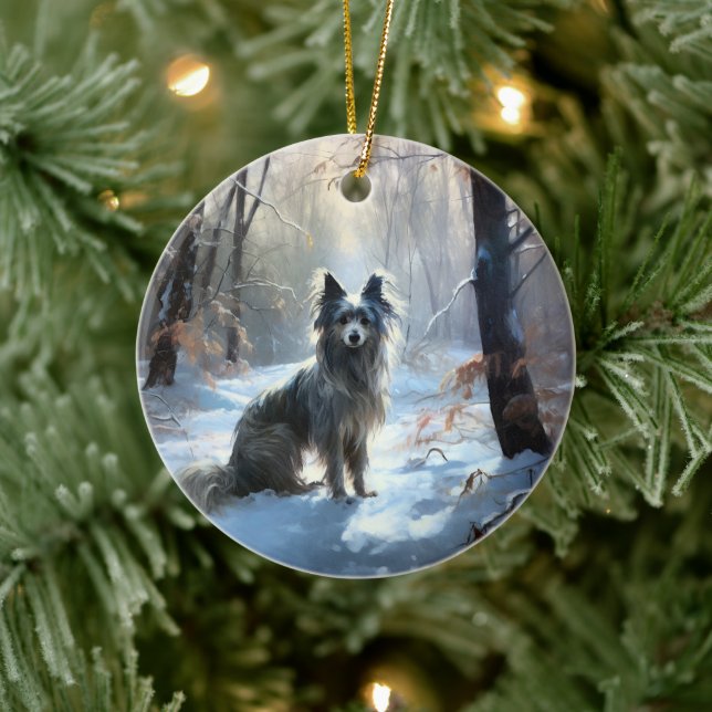 Chinese Crested Let It Snow Christmas Ceramic Ornament (Tree)
