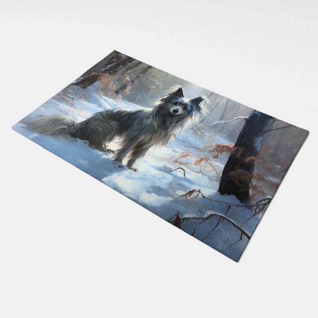 Chinese Crested Let It Snow Christmas Doormat (Angled)