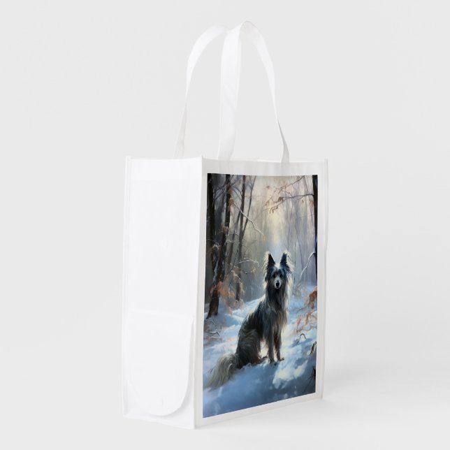 Chinese Crested Let It Snow Christmas Grocery Bag (Front Side)
