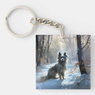Chinese Crested Let It Snow Christmas Keychain