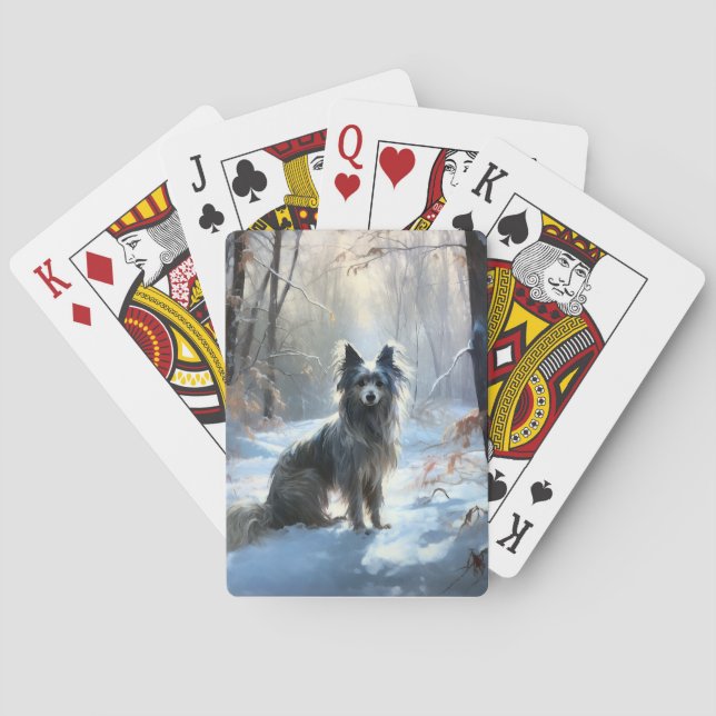 Chinese Crested Let It Snow Christmas Poker Cards (Back)