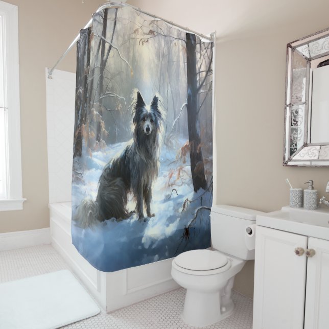 Chinese Crested Let It Snow Christmas Shower Curtain (In Situ)