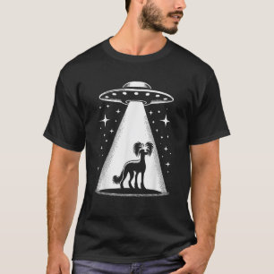 Chinese Crested Mom Dad Dog Funny Alien UFO Men Wo T-Shirt