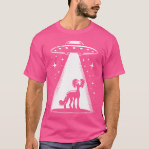 Chinese Crested Mom Dad Dog - Funny Alien Ufo T-Shirt