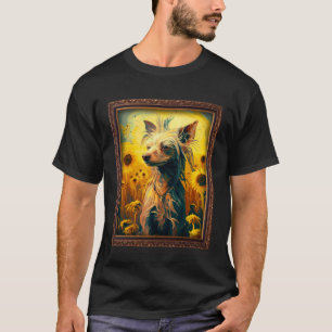 Chinese Crested Painting Sunflower Flower Mom Wome T-Shirt