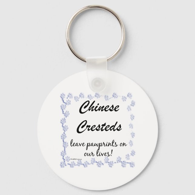 Chinese Crested Pawprints Keychain (Front)