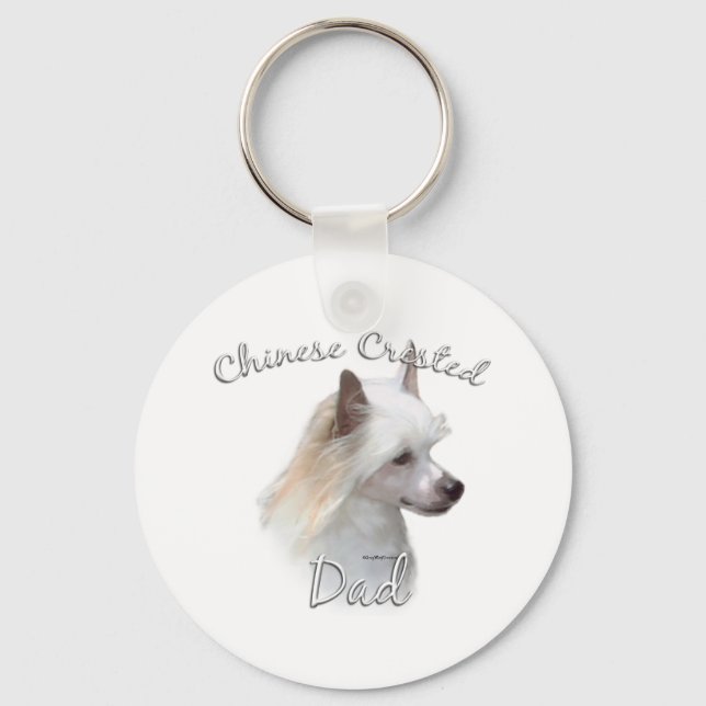 Chinese Crested (powder) Dad 2 Keychain (Front)