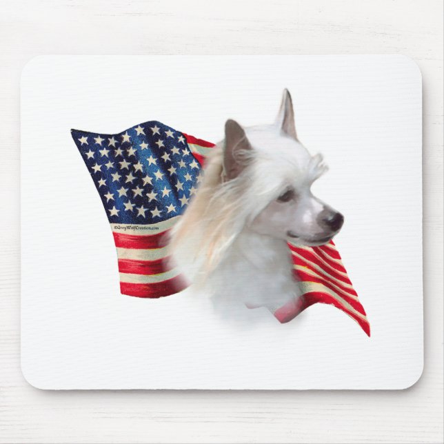 Chinese Crested (powder) Flag Mouse Pad (Front)