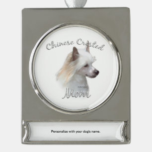Chinese Crested (powder) Mom 2 Silver Plated Banner Ornament