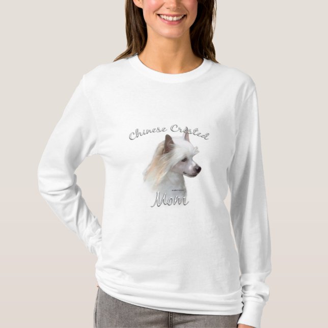 Chinese Crested (powder) Mom 2 T-Shirt (Front)