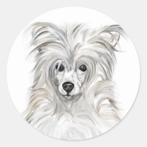 Chinese Crested Powder Puff Classic Round Sticker