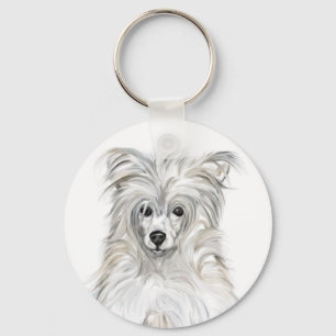 Chinese Crested Powder Puff Keychain