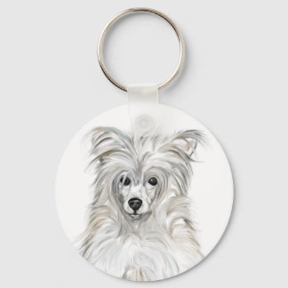 Chinese Crested Powder Puff Keychain