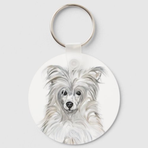 Chinese Crested Powder Puff Keychain