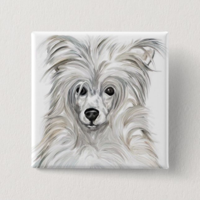 Chinese Crested Powder Puff Pinback Button (Front)