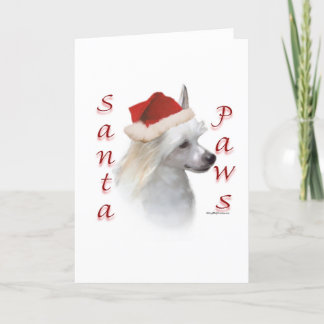 Chinese Crested (powder) Santa Paws Holiday Card