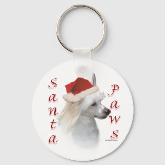 Chinese Crested (powder) Santa Paws Keychain