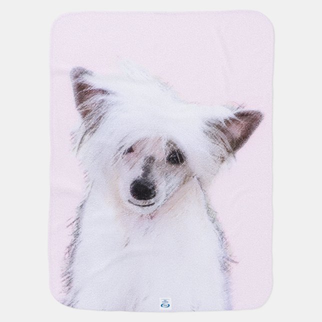 Chinese Crested Powderpuff Painting - Dog Art Baby Blanket (Back)
