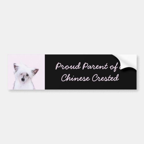 Chinese Crested Powderpuff Painting _ Dog Art Bumper Sticker