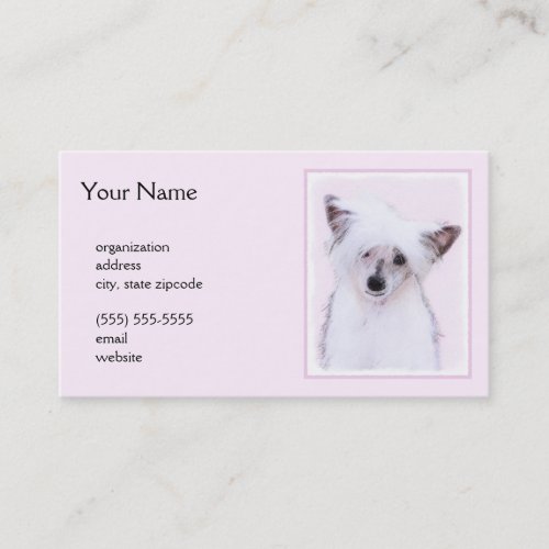 Chinese Crested Powderpuff Painting _ Dog Art Business Card